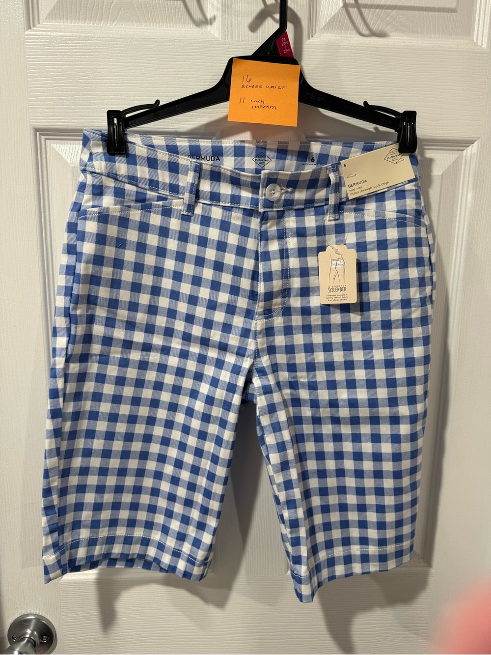 St. John's Bay Blue and White Gingham Bermuda Shorts